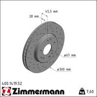 2X Zimmermann 400.1419.52 Bremsscheibe FüR Mercedes Benz Sl 124 190 E Klasse