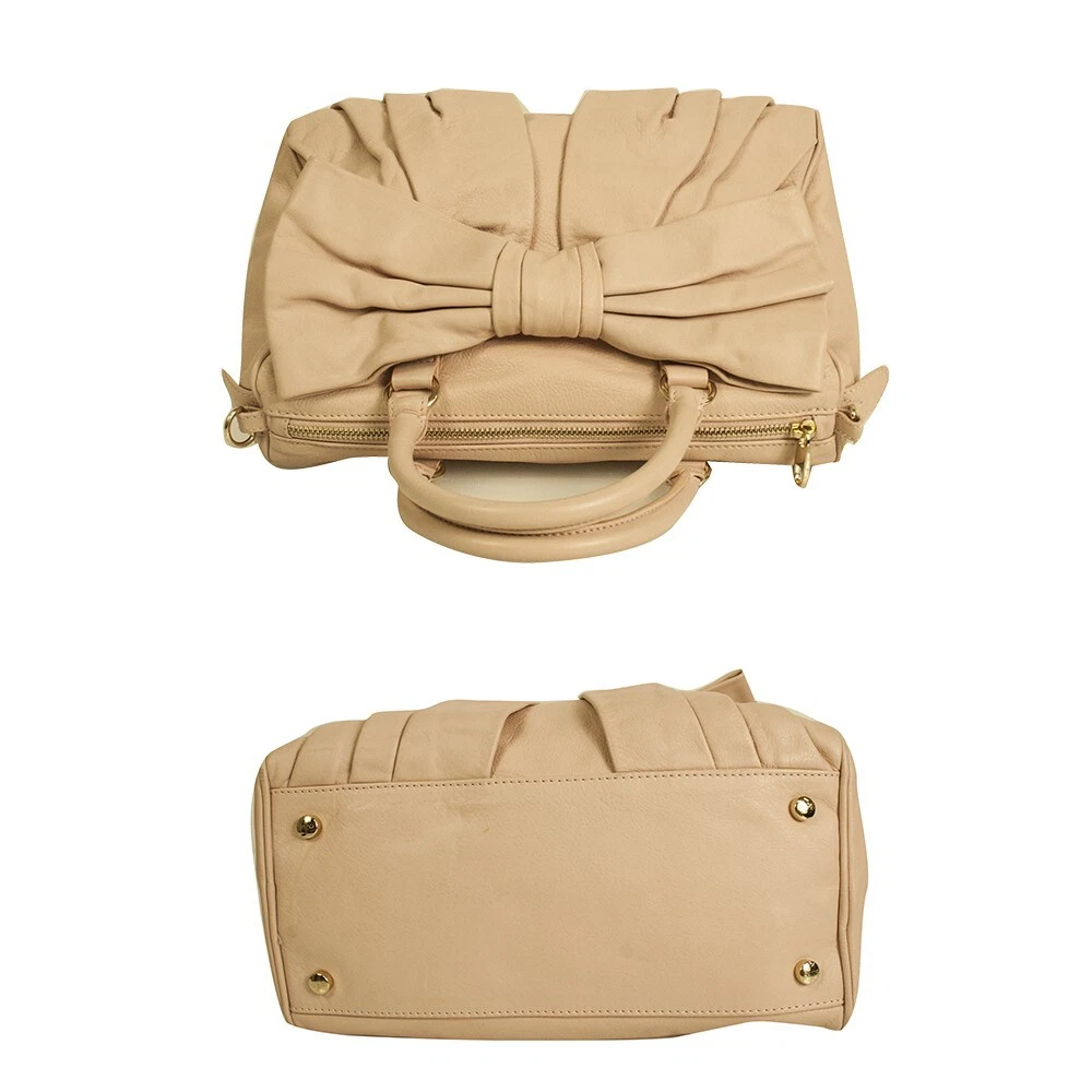 Borsa a mano tracolla grande fiocco cerniera pelle rosa chiaro valentino rossa tracolla