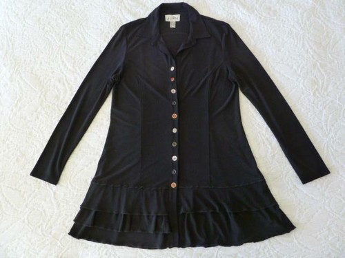 Joseph Ribkoff Fine Knit "Nothing Matches Buttons" Ruffle Tunic or Mini Dress~10 - Picture 3 of 12
