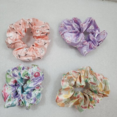 4Pcs Women and Girls Easter Hair Scrunchies Bunny Hair Ties  display picture 3