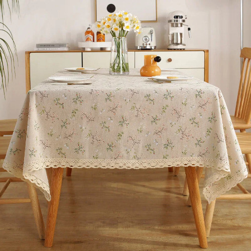 Edge Tablecloth, Rectangular Tassels Dust-Proof Table Cover,for Kitchen Table - Picture 14 of 24