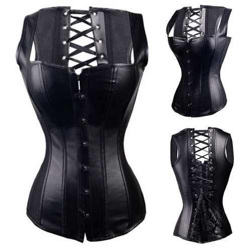 UK Lady Top Black Steampunk Waist Cincher Corset Bustier Overbust Body Shapewear - Picture 11 of 26