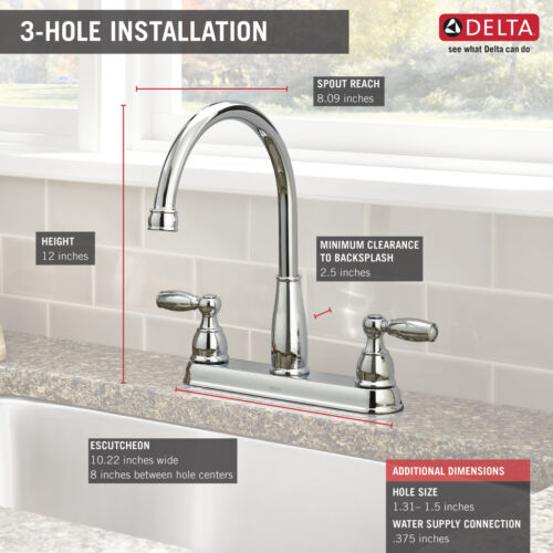 Delta Foundations 2-Handle Kitchen Faucet Chrome-Certified Refurbished - Picture 3 of 4