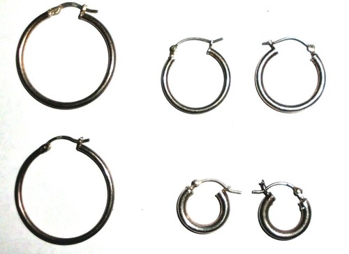 Vintage Set 3 Paar Sterling Silber glatte runde Creolen verschiedene Größen - Bild 1 von 10