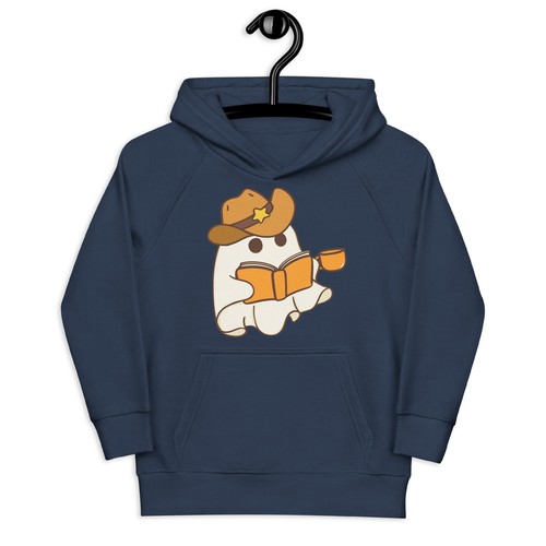 ghost reading print | girl's eco hoodie - Picture 12 of 24