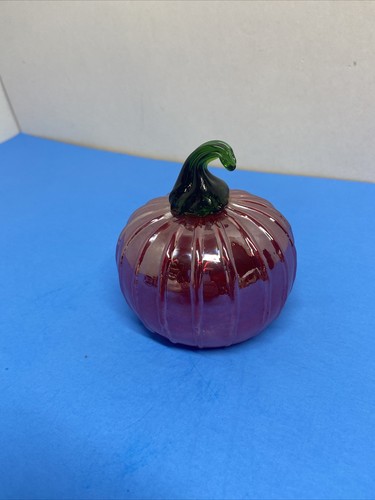 Red Carnival Glass Pumpkin Blown Glass 3.75” Tall 3.25” Wide - Picture 3 of 7