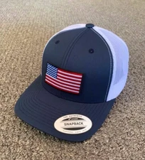 US Flag Hat USA Trucker Mesh Cap Individually Handcrafted in Florida