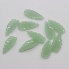 100Pcs Green Cyan Glass Leaf Beads Lampwork Pendant 10x23mm DIY Jewelry Craft