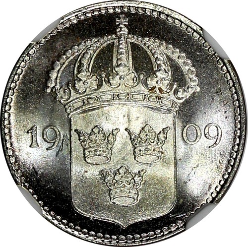 Sweden Gustaf V (1908-1950) Silver 1909 W 10 Ore NGC MS65 KM# 780 (014) - Picture 4 of 5