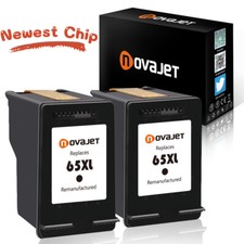 #65XL 2 Black Ink Cartridges for HP ENVY 5055 5052 5030 Deskjet 3755 3758 3722 .