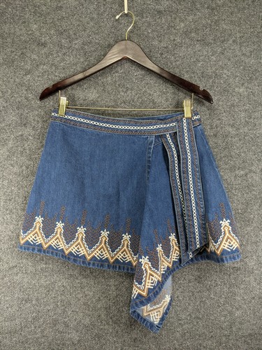 Embroidered Denim Wrap Skirt | eBay