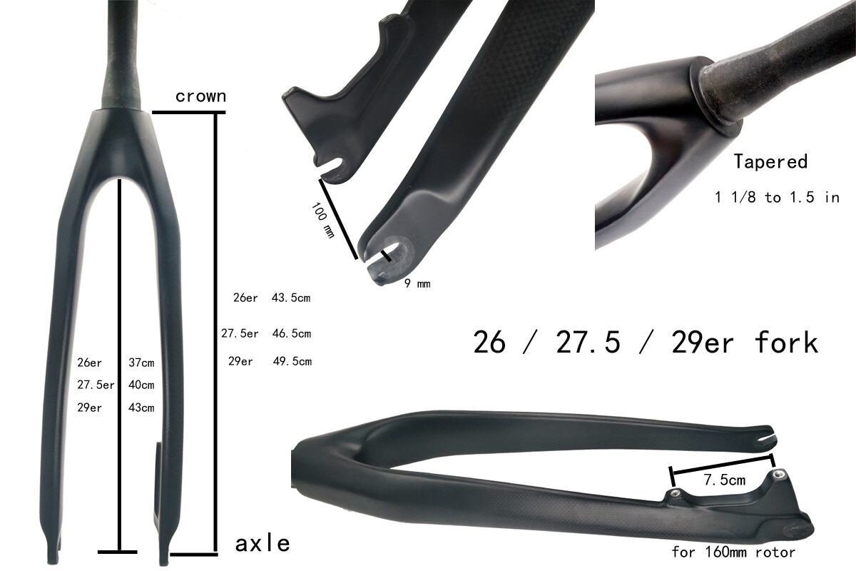 WCS carbon fiber 26 29 er MTB Disc 1/8 to '' tapered fork