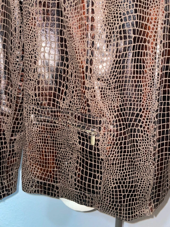 Elementz Womens Vintage Faux Leather Jacket size 2X Zip Up Collared 1990s YK - Image 2 of 4