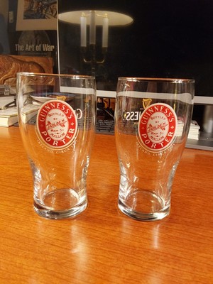 Guinness  Mallow Porter Beer Glasses Ireland Golden Harp Pint 16 oz - New !!!