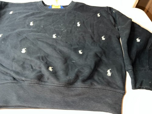 Polo Ralph Lauren Sweatshirt Girls 6X Black All Over Pony Logo Crewneck Pullover - Picture 4 of 11