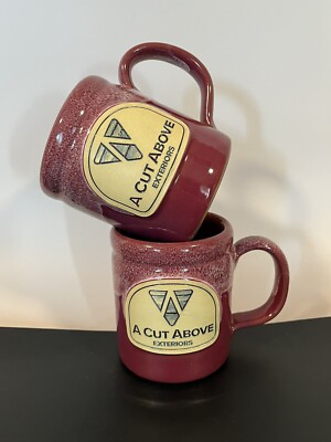 2 Deneen Pottery Mugs Handmade 2021 Pink Cranberry Drip A Cut Above Interiors