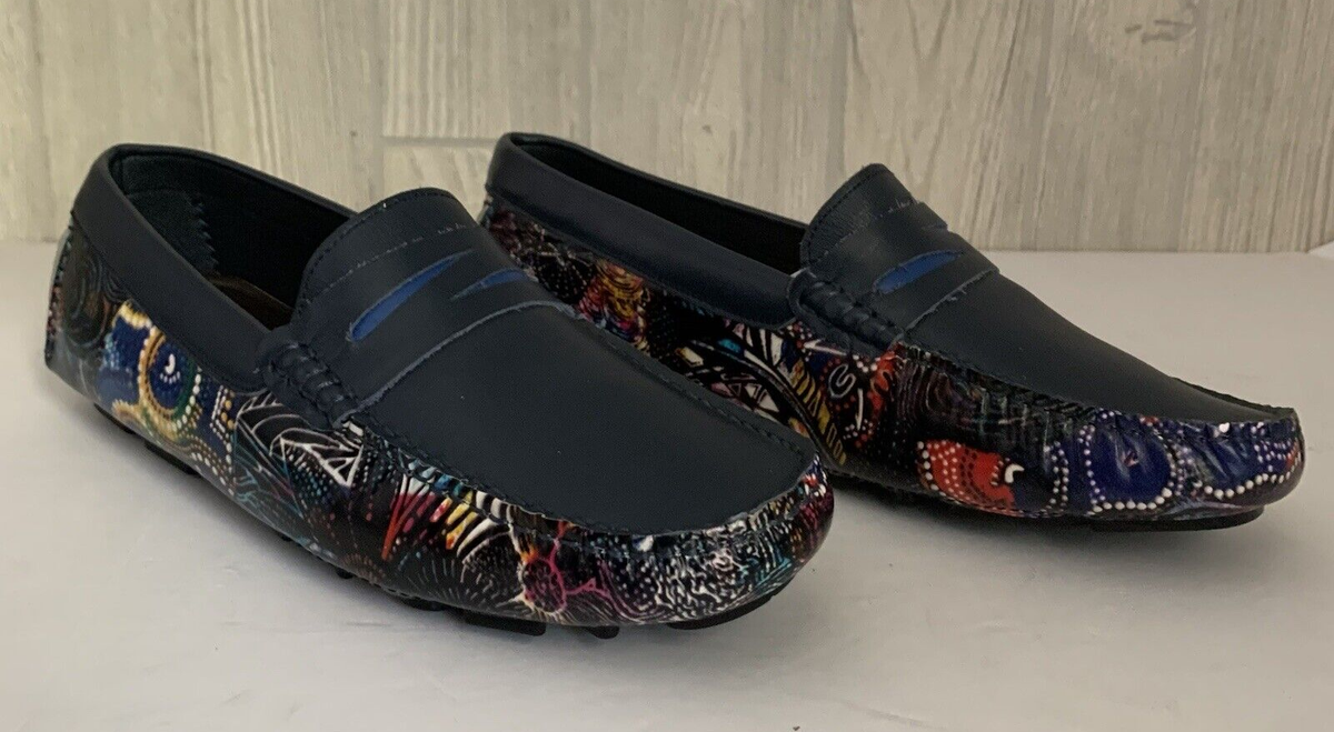 Robert Graham Driving Shoes Loafer Blue Ruby Leather Multi Color Men SZ 8-no box Robert Graham Driving Shoes Loafer Blue Ruby Leather... | Depop main image 2