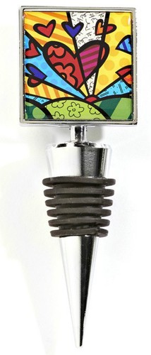 ROMERO BRITTO SQUARE DOUBLE-SIDED BOTTLE STOPPERS * 1 PER ORDER ** NEW ** - Picture 2 of 5
