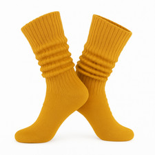 Women's Cotton Slouch Socks Extra Long Scrunch Knee-High Boot Socks 1 Pair