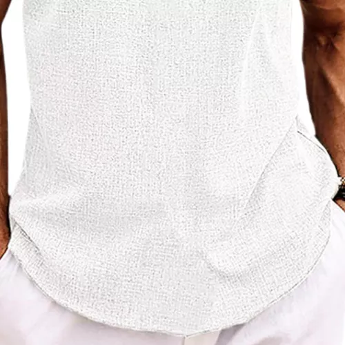 Mens Linen Shirts Summer Short Sleeve Tops V Neck Loose Casual Button Blouse ## - Picture 30 of 55