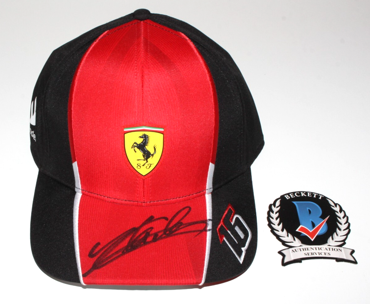 CHARLES LECLERC SIGNED FERRARI FORMULA 1 F1 RED RACING TEAM HAT