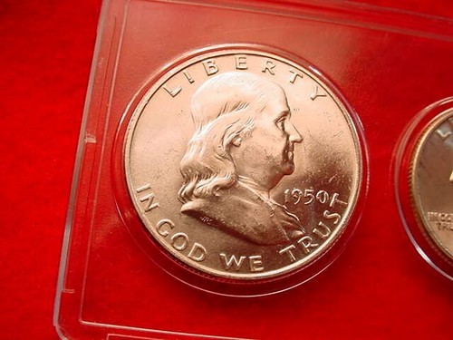 1950-D DENVER 5 COIN MINT SET 90% SILVER KEY DATE COINS-5 BU COINS!! #62 - Picture 2 of 7