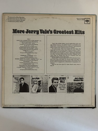 MORE JERRY VALE’S GREATEST HITS Vinyl LP Album 1967 Columbia Records EX - Picture 2 of 4