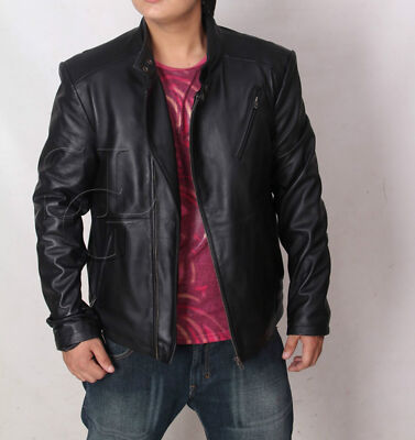 IRON MAN TONY STARK GENUINE SLIM FIT HOT BIKER LEATHER JACKET