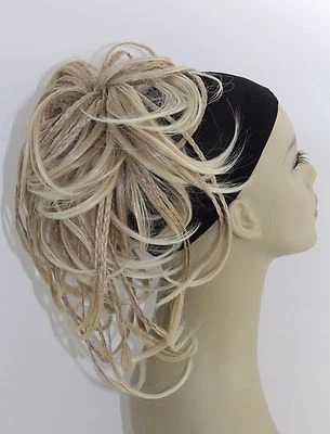 12 Inc Large Wavy Scrunchy Scrunchie Hair Extension Bun Women Braided Hairpiece