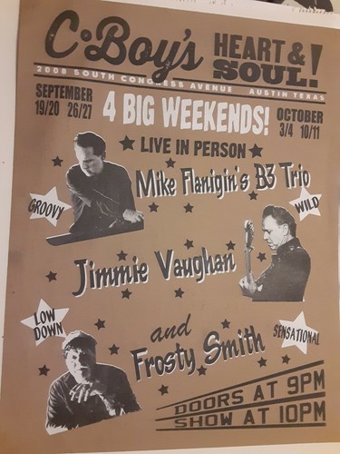 JImmie Vaughan Barry Frosty Smith C Boys Heart n Soul Club ATX Cardboard Poster! - Picture 9 of 12