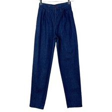 Brittania Vintage Trouser Jeans High Waisted Pleat Front Blue Pant Size 23