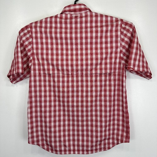 Columbia Shirt Mens Size M Red Button Up Plaid Short Sleeve Vented Titanium - Picture 4 of 13
