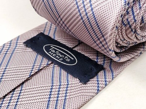 Talbots handgefertigte in USA 100 % Seide Krawatte Herren 61 Zoll lang rosa weiß blau kariert NEU - Bild 3 von 3