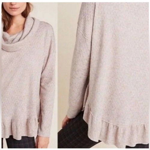 MAEVE Womens Addie Cowl Neck Ruffle Hem Sweater S Oversized Cozy Cottage Mauve - Picture 2 of 14