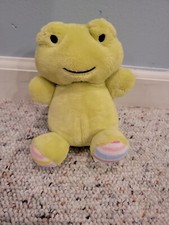 Animal Adventure Inc. Green Soft Frog Plush Stuffed Animal Toy 6" Striped Feet