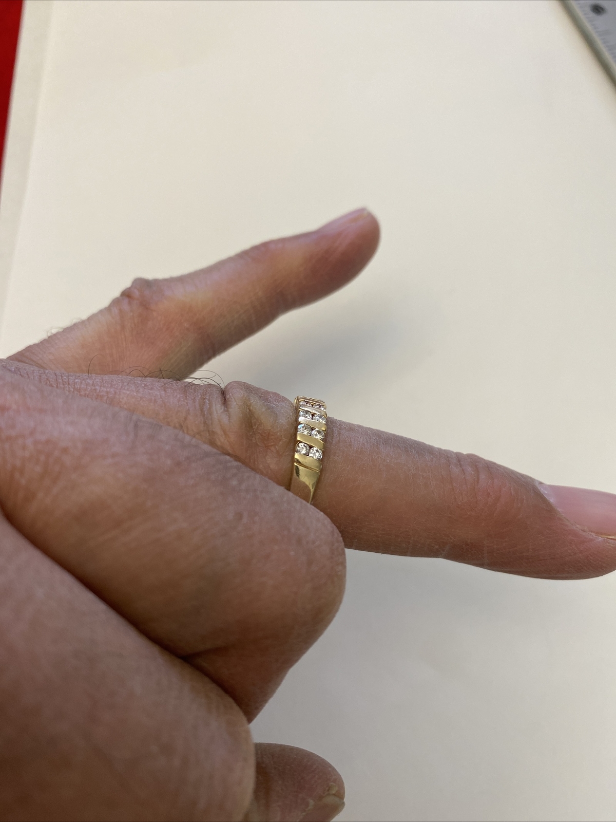 solid 14k yellow gold diamonds ring - image 8