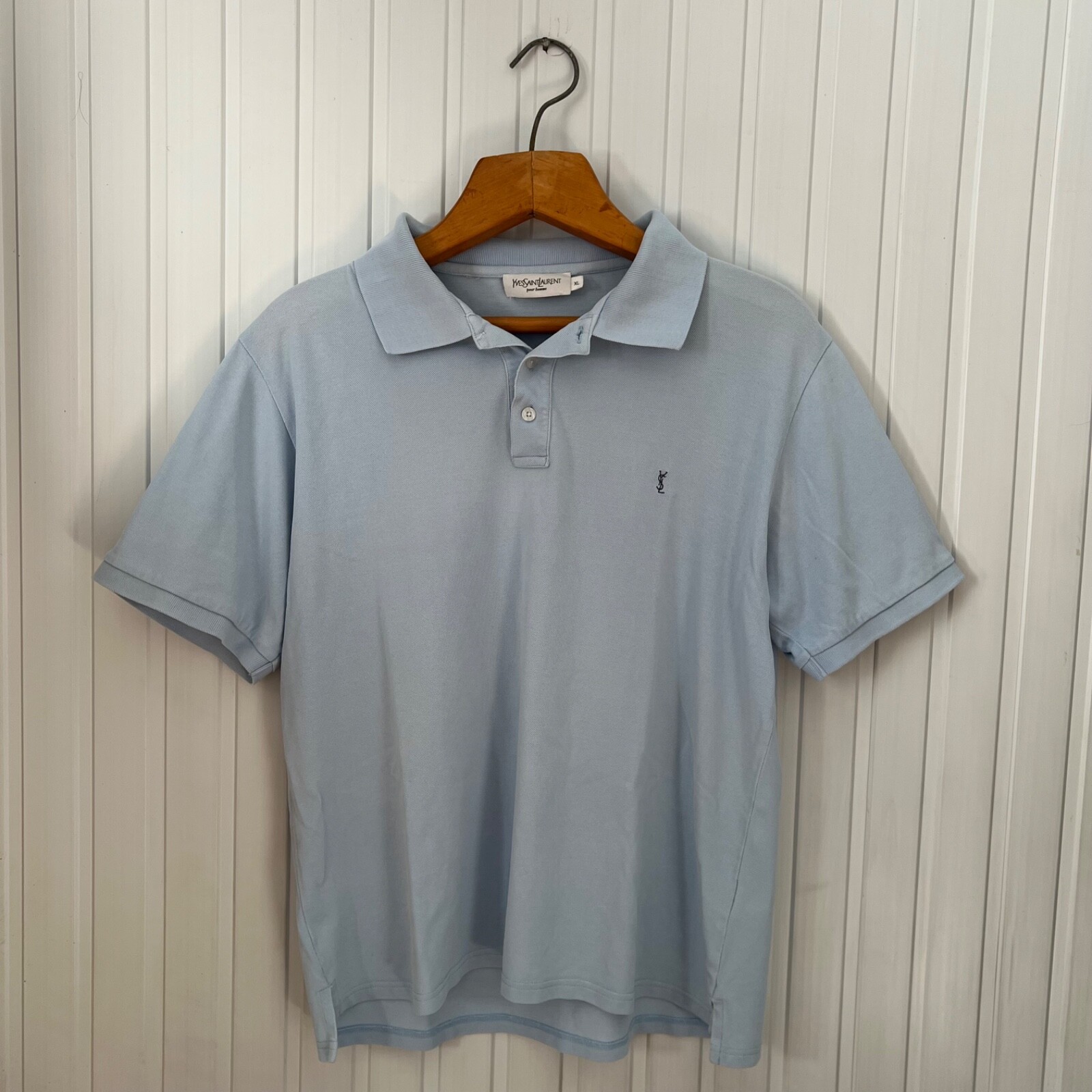 Polo vintage YSL Yves Saint Laurent blu manica corta uomo taglia Xl