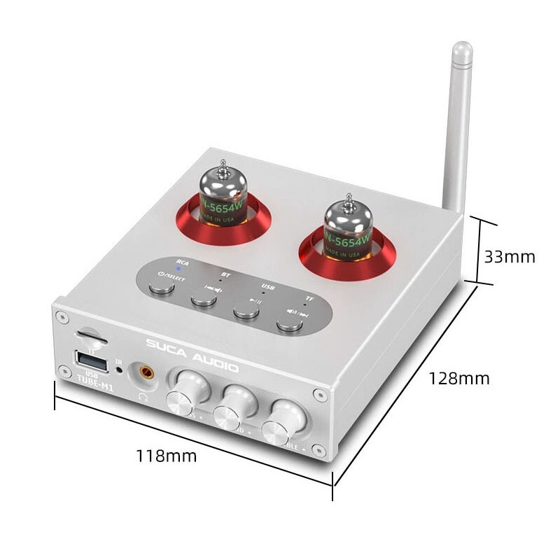 SUCA AUDIO TUBE-M1 Bluetooth Tube Preamp with USB Drive Input and Amplifier Output-image