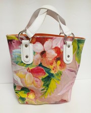 Maurizio Taiuti Leather Purse Satchel Bag Handbag Floral Painted Leather Italy
