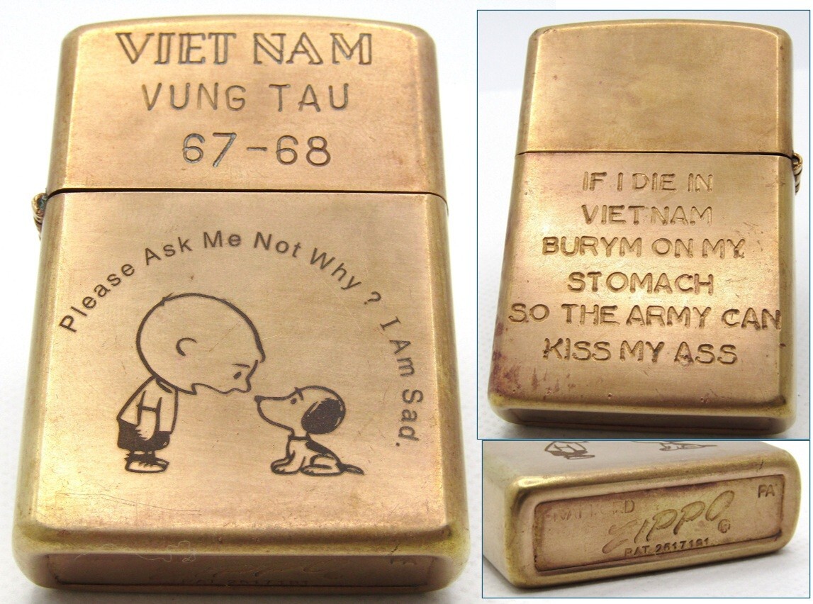 ZIPPO VIETNAM チャーリーブラウン Vietnam 67-68 Charlie Brown Snoopy Zippo Oil Lighter Fired