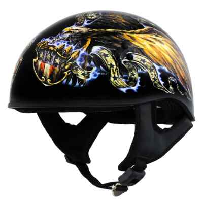 バイクヘルメットHOT LEATHERS Hot Leathers 1028 DOT Approved 'USA Eagle' Motorcycle Skull Cap
