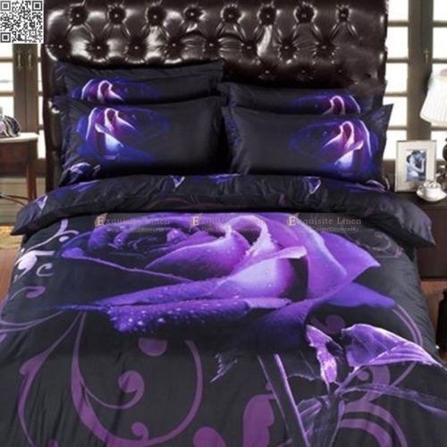 Lila Rose Bettbezug Kissenhülle US Twin Full Queen King Bettwäsche Set Blumen - Bild 6 von 6