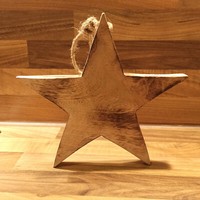Stern Aus Mangoholz 10Cm Ø 2Cm Dick Mit Naturkordel Weihnachten Dekoration #07