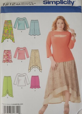 Simplicity 1812 Sewing Pattern Misses Skirt Knit Top Size 10 12 14 16 18 Uncut