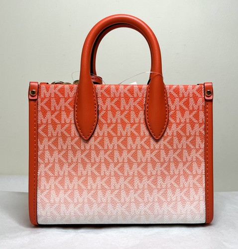 MICHAEL KORS Mirella XS Ombré Poppy Orange Mk Signature Crossbody Satchel Bag - Picture 2 of 14