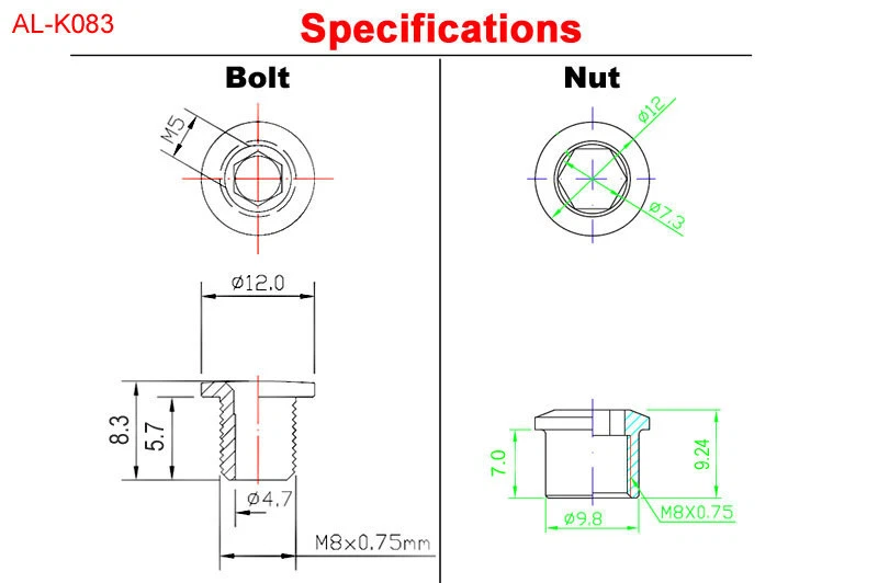 OMNI Racer WORLDS LIGHTEST Crankset Chainring Bolts Fit Dura Ace Ultegra BMX RED - Image 2 of 4