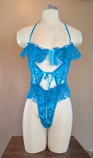 Gorgeous Blue Vintage Fredericks Of Hollywood Bodysuit. One Size Fits All