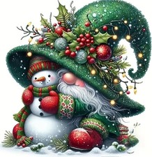 Christmas Gnome Snowman Diamond Painting Kits for Adults, 5D Diamond Art Kits fo
