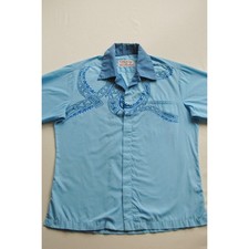 VTG 60s 70s Tiki Togs Fiji Handprinted Cotton Hawaiian Shirt Engineered Print M