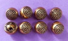 Set of 8 Vintage Gold-Tone Metal Buttons with a Rope Design